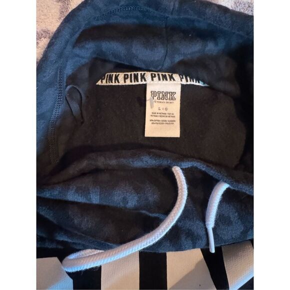 PINK Cowl/Funnel Neck Half Zip Pullover leopard print grey black neon - Picture 5 of 7